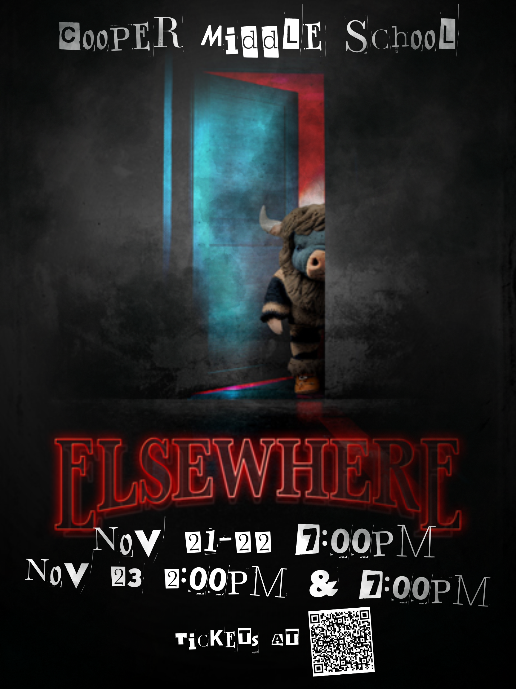 Elsewhere Publicity Poster, November 21-22 at 7:00pm and November 23 at 2:00 and 7:00pm.